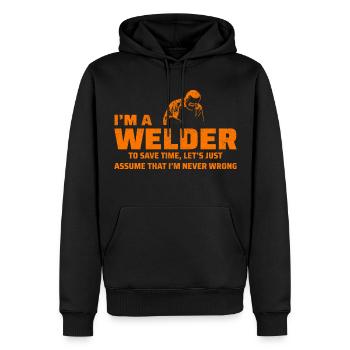 Soudeur Métal Construction Ferronnerie - Sweat à capuche Premium bio Homme - noir - Devant - Nico (187cm)