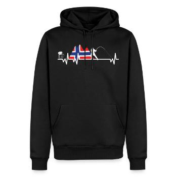 Fishing Beer Heartbeat Angler Norway Gift - Men’s Premium Organic Hoodie - black - Front - Nico (187cm)