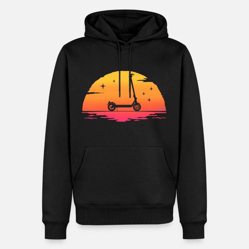 Sonnenaufgang Roller Retro Roller Roller - Männer Premium Bio Hoodie - Schwarz