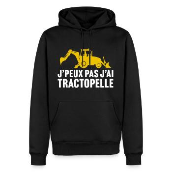 j'peux pas j'ai tractopelle t-shirt chantier - Sweat à capuche Premium bio Homme - noir - Devant - Nico (187cm)