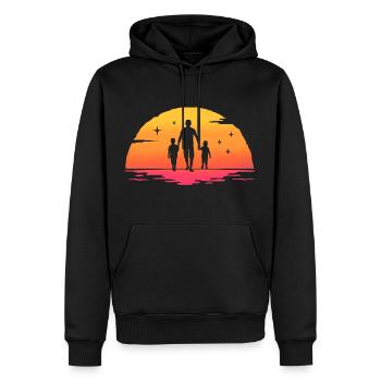 Sonnenaufgang Vater mit zwei Söhnen Vater und Sohn - Männer Premium Bio Hoodie - Schwarz - Vorne - Nico (187cm)