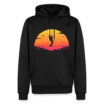 Sunrise Vintage Angeln T-Shirt Fischer Geschenk - Männer Premium Bio Hoodie - Schwarz - Vorne - Nico (187cm)