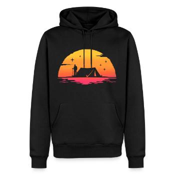 Sonnenaufgang Wandern Camper Camping Zelt Camper - Männer Premium Bio Hoodie - Schwarz - Vorne - Nico (187cm)
