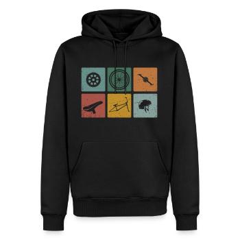 Vintage Fahrradteile Radfahren T-Shirt Radfahrer - Männer Premium Bio Hoodie - Schwarz - Vorne - Nico (187cm)