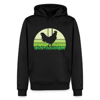 Hahn - Männer Premium Bio Hoodie - Schwarz - Vorne - Nico (187cm)