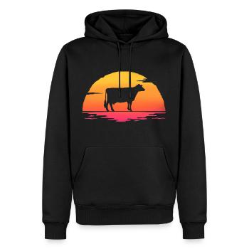 Kühe Sonnenaufgang Retro Kuh - Männer Premium Bio Hoodie - Schwarz - Vorne - Nico (187cm)