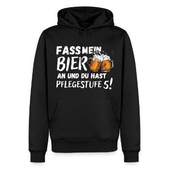 Fass mein Bier an und du hast Pflegestufe 5! Sauf - Männer Premium Bio Hoodie - Schwarz - Vorne - Nico (187cm)