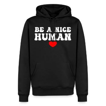 Soyez un humain gentil - Sweat à capuche Premium bio Homme - noir - Devant - Nico (187cm)