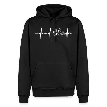 Randonnée montagnes rythme cardiaque - randonnée - Sweat à capuche Premium bio Homme - noir - Devant - Nico (187cm)