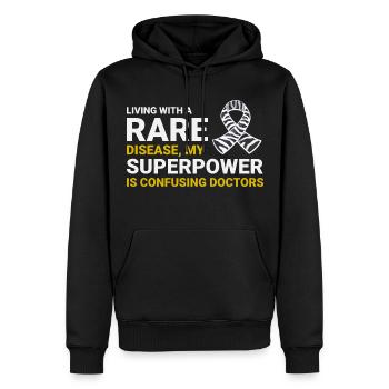 Superpouvoir de sensibilisation aux maladies rares Confusion des médecins - Sweat à capuche Premium bio Homme - noir - Devant - Nico (187cm)