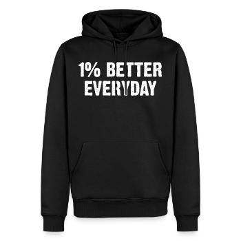 1 % mieux au quotidien - Sweat à capuche Premium bio Homme - noir - Devant - Nico (187cm)