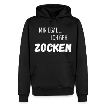 Mir egal ich geh zocken. Gamer Spruch Nerd PC - Männer Premium Bio Hoodie - Schwarz - Vorne - Nico (187cm)