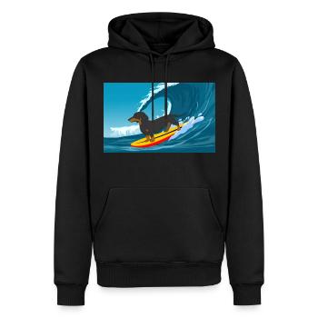 Dackelbesitzer Strand Hund Surfen Surfbrett Surfer - Männer Premium Bio Hoodie - Schwarz - Vorne - Nico (187cm)