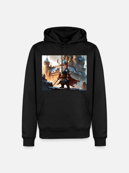 Entzückender niedlicher Chibi-Wikinger - Männer Premium Bio Hoodie - Schwarz