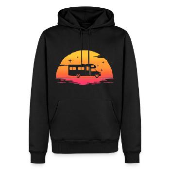 sunset camper camping-car t-shirt camping - Sweat à capuche Premium bio Homme - noir - Devant - Nico (187cm)
