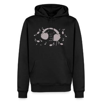 Don´Stop the Music Grau - Männer Premium Bio Hoodie - Schwarz - Vorne - Nico (187cm)