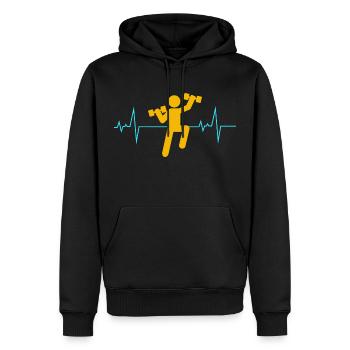 Aquagym Fitness aquatique Heartbeat - Sweat à capuche Premium bio Homme - noir - Devant - Nico (187cm)