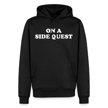 En quête secondaire - Sweat à capuche Premium bio Homme - noir - Devant - Nico (187cm)