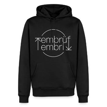 EMBRÜF - EMBRI - Männer Premium Bio Hoodie - Schwarz - Vorne - Nico (187cm)