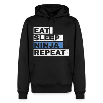 Ninja Warrior - Eat Sleep Ninja Repeat - Männer Premium Bio Hoodie - Schwarz - Vorne - Nico (187cm)