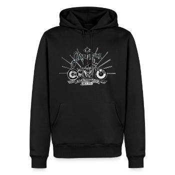 Vintage Motorrad - Classy - Rider - Old School - Männer Premium Bio Hoodie - Schwarz - Vorne - Nico (187cm)