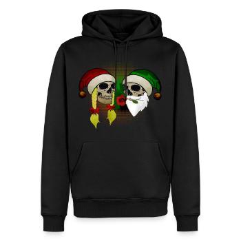 Crâne Femme Homme Noël Rose Bonnet - Sweat à capuche Premium bio Homme - noir - Devant - Nico (187cm)