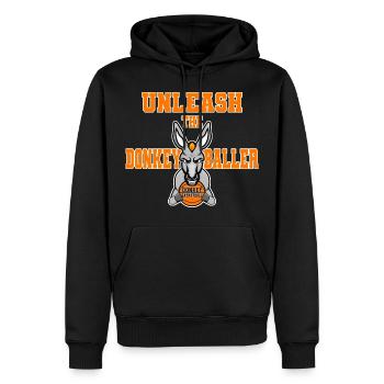 Unleash The Donkey Baller Esel Basketball Spieler - Männer Premium Bio Hoodie - Schwarz - Vorne - Nico (187cm)