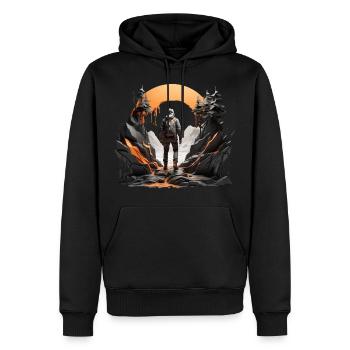 RANDONNEURS RANDONNÉE BUSHCRAFT EN PLEIN AIR - Sweat à capuche Premium bio Homme - noir - Devant - Nico (187cm)