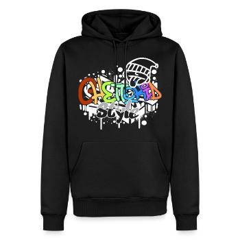 Ghettokid Style Graffiti Airbrush Design - Männer Premium Bio Hoodie - Schwarz - Vorne - Nico (187cm)