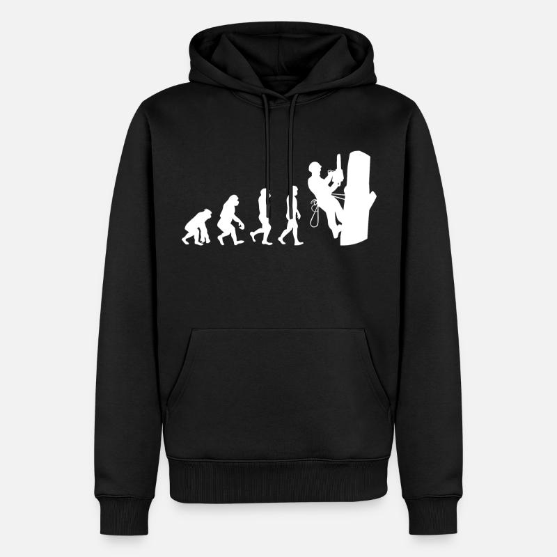 Baumpfleger Baumkletterer Kletter trimmer Evolution - Männer Premium Bio Hoodie - Schwarz