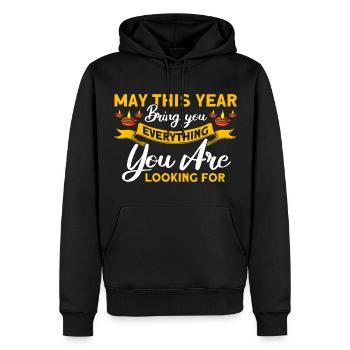 Diwali Hindus Sikh Festival of Lights Gift - Men’s Premium Organic Hoodie - black - Front - Nico (187cm)