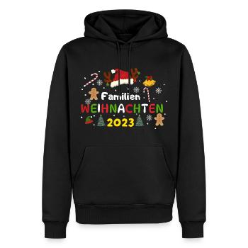 Familien Weihnachten 2023 - Männer Premium Bio Hoodie - Schwarz - Vorne - Nico (187cm)