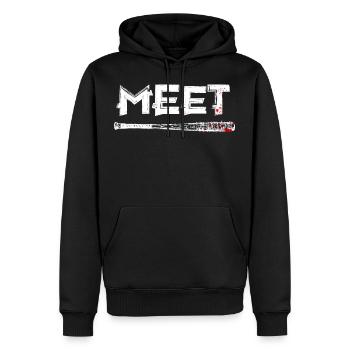Meet Lucille - Sweat à capuche Premium bio Homme - noir - Devant - Nico (187cm)