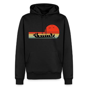 Drachenboot Racing Crew Paddlers Vintage Retro - Männer Premium Bio Hoodie - Schwarz - Vorne - Nico (187cm)