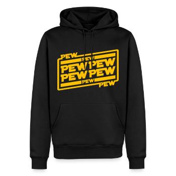 Pew pew pew | dream Artworks - Männer Premium Bio Hoodie - Schwarz - Vorne - Nico (187cm)