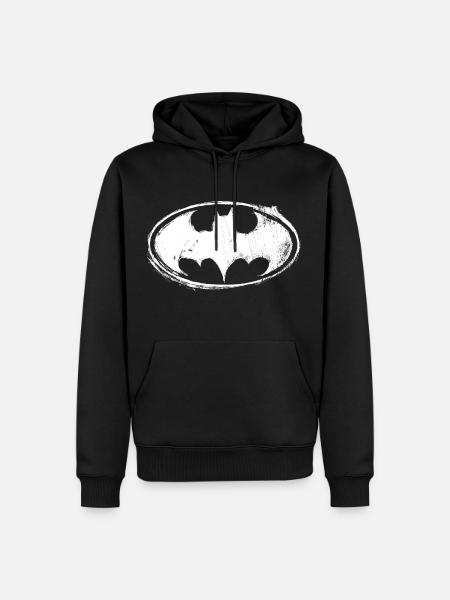 Batman Logo White Chalk - Men’s Premium Organic Hoodie - black