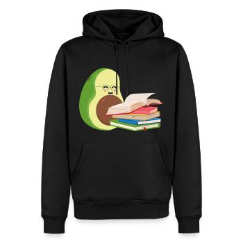 Lustige Avocado liest Bücher - Männer Premium Bio Hoodie - Schwarz - Vorne - Nico (187cm)