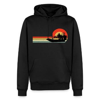 Vintage Rétro Airboat Fanboat Airboating Planeboat - Sweat à capuche Premium bio Homme - noir - Devant - Nico (187cm)