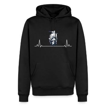 Roller Fahrer Scootering Motorrad Moped Herzschlag - Männer Premium Bio Hoodie - Schwarz - Vorne - Nico (187cm)