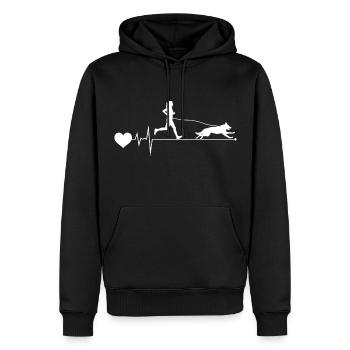Canicross Trail Running Dog Sport Heartbeat Pulse - Sweat à capuche Premium bio Homme - noir - Devant - Nico (187cm)
