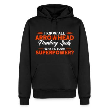 Flint Arrowhead Hunter Artifact Gift - Men’s Premium Organic Hoodie - black - Front - Nico (187cm)