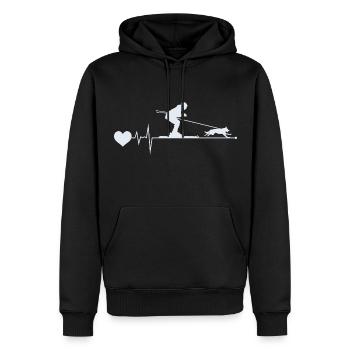 Hund Skijöring Skifahren Wintersport Herzschlag Puls - Männer Premium Bio Hoodie - Schwarz - Vorne - Nico (187cm)