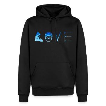 SKI LOVE - Wintersport - Skifahren - Snow Edition* - Männer Premium Bio Hoodie - Schwarz - Vorne - Nico (187cm)