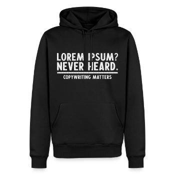 Citation du rédacteur Copywriter Copywriting Matters - Sweat à capuche Premium bio Homme - noir - Devant - Nico (187cm)
