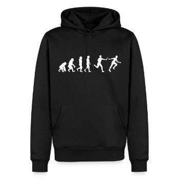 Course de relais athlète athlétisme Evolution - Sweat à capuche Premium bio Homme - noir - Devant - Nico (187cm)