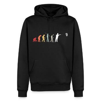 Dart Evolution Dartspieler Darten Darts Geschenk - Männer Premium Bio Hoodie - Schwarz - Vorne - Nico (187cm)