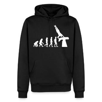 Kunstturnen Voltigier Turner Evolution Funny - Männer Premium Bio Hoodie - Schwarz - Vorne - Nico (187cm)