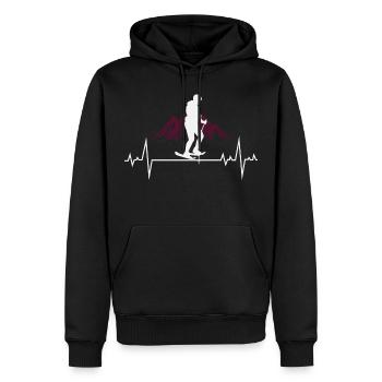 Schneeschuhwanderer Wandern Winter Schneeschuhwandern Herzschlag - Männer Premium Bio Hoodie - Schwarz - Vorne - Nico (187cm)