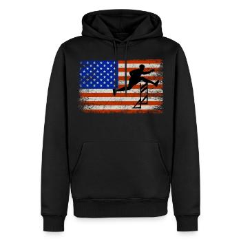 Drapeau américain Obstacles Haies Haies Patriotique - Sweat à capuche Premium bio Homme - noir - Devant - Nico (187cm)