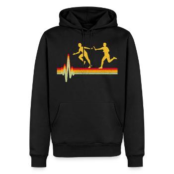 Course de relais athlète athlétisme battement de cœur - Sweat à capuche Premium bio Homme - noir - Devant - Nico (187cm)